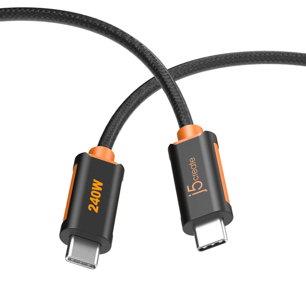 JUCX26L10 USB-C 240W 高耐久、柔軟ダブル編組、急速充電ケーブル