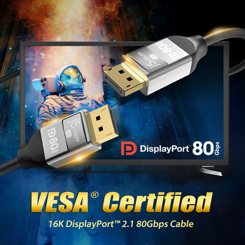 JDC44L16 VESA認証取得16K対応DisplayPort 2.1 ケーブル