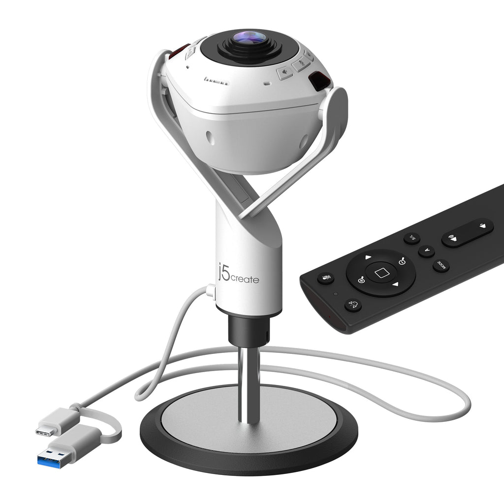 JVU368 AI機能搭載360度パノラマWebカメラ（高音質スピーカーフォン内蔵）
