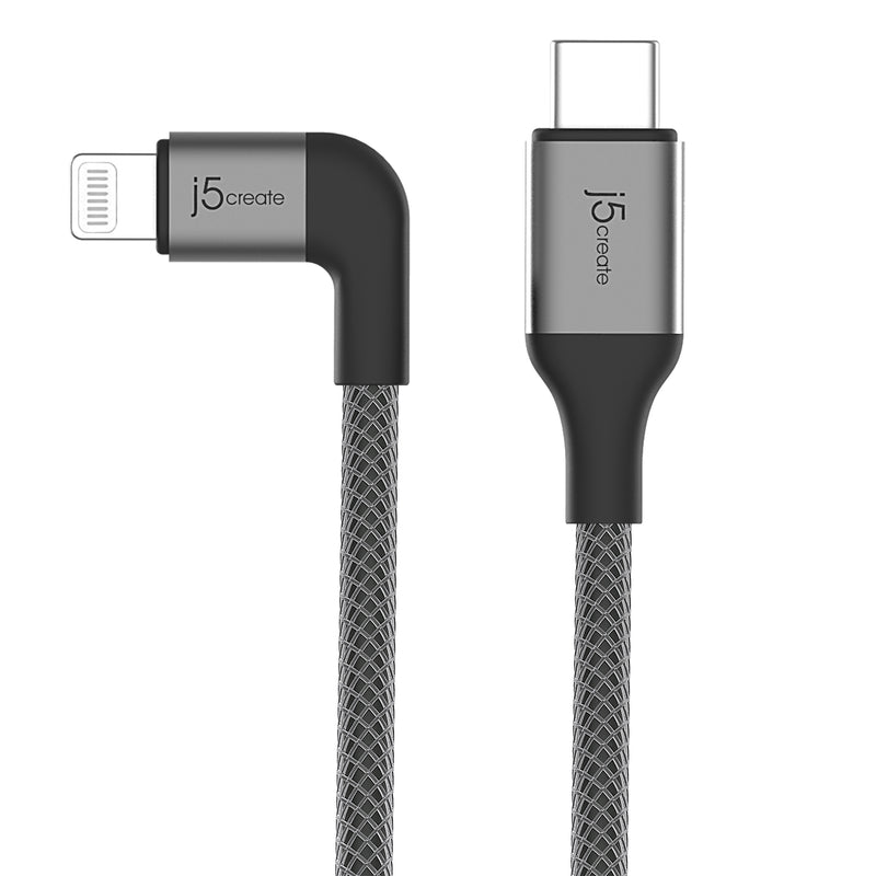 JALC15 USB-C to ライトニング ケーブル L字コネクタ搭載 (Black / White) 1.2m（日本販売終了）