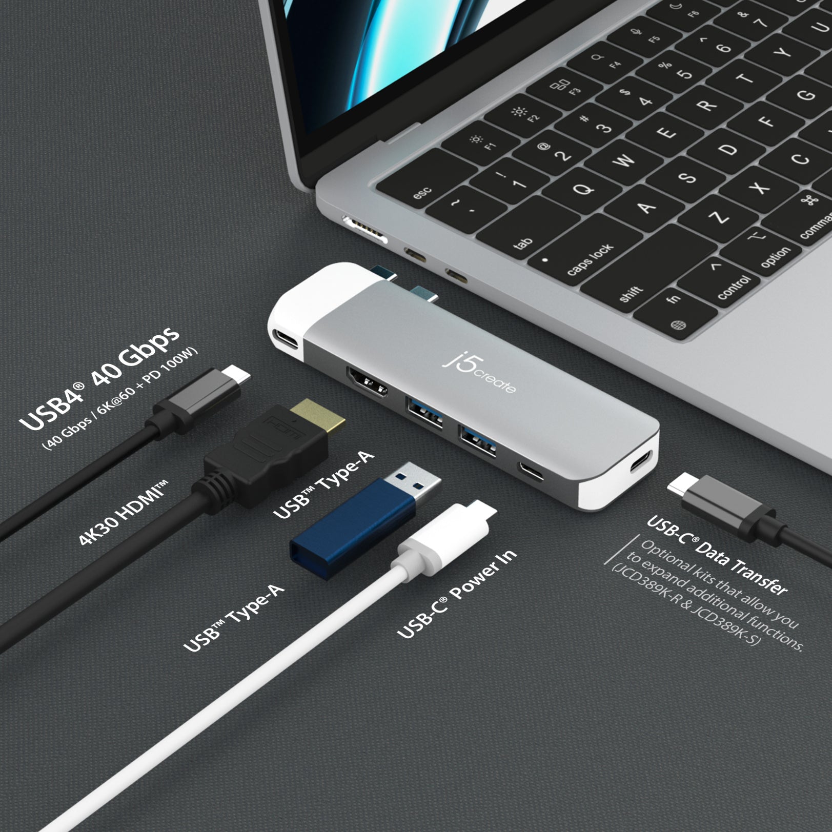 JCD394V2-EJ MacBook Pro/Air専用 6in1 マルチアダプター(MagSafe3搭載
