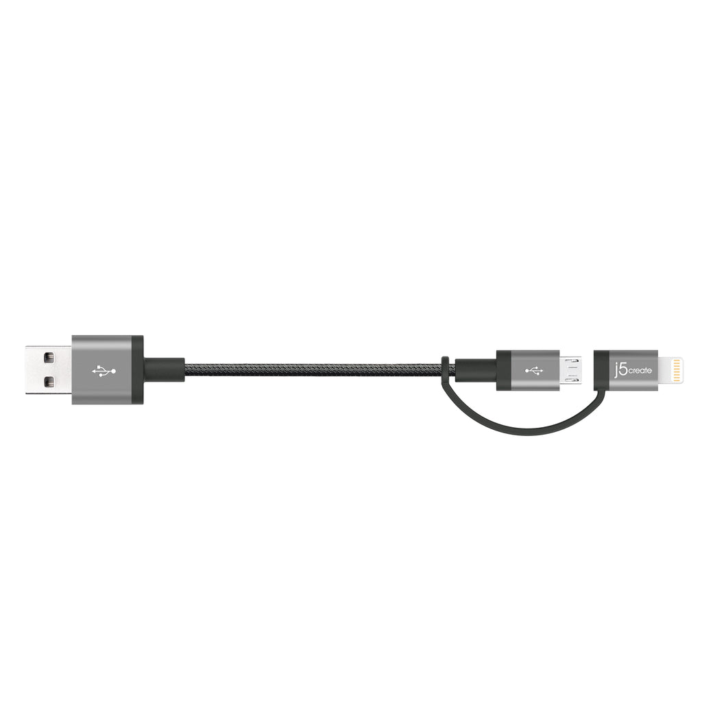 JML11 USB-A to MicroB＆Lighting 2in1 ケーブル (Black / Rose Gold) 1m（日本販売終了）